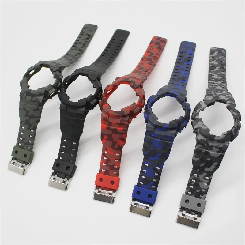 For Casio G-SHOCK GA100 GA110 GA120 | Camouflage MilitaryStyle Integrated Bezel & Strap Set Premium Resin Replacement Watch Band