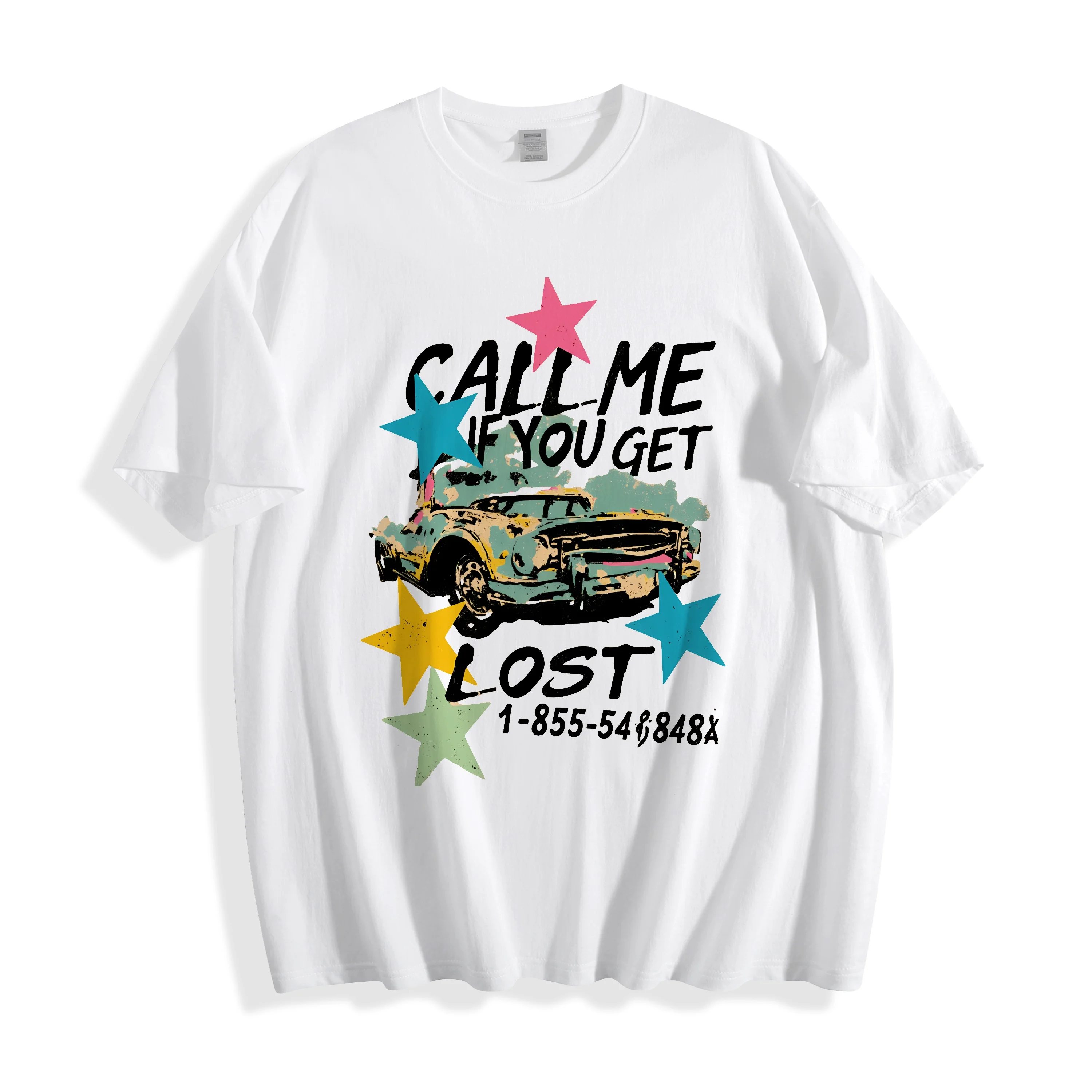 

Teevo Summer T-Shirts 2025 Casual Short Sleeve Round Neck Vintage Background Vintage Car Print Daily Loose T-Shirts For Men