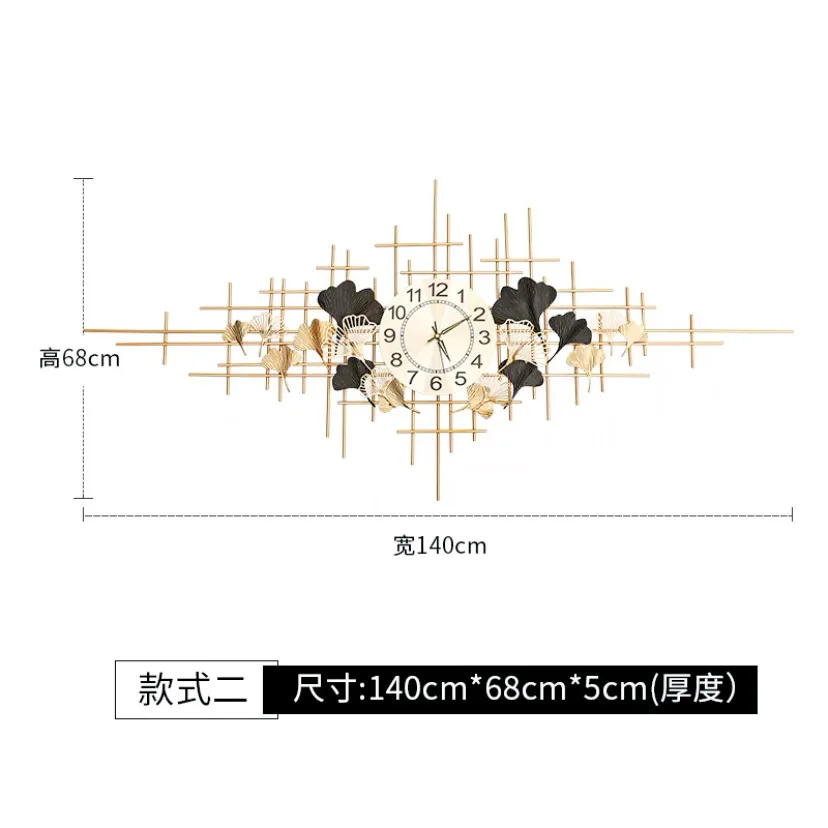 Wall clock collection, dining room, living room, modern light luxury decoration, clock, dining room, wrought iron clock, hanging