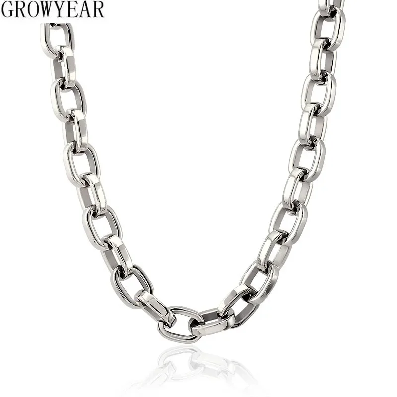 Simple Big Oval Links Chain 12mm Wide Basic Stainless Steel Chain Necklace for Men Women Unisex Chain Set Do Different Length