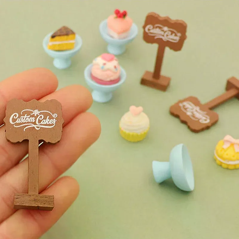 3Pcs/set Cute Miniature Food Toy Dollhouse Mini Dessert Pan Cake Stand Fruit Tray Model For Doll Kitchen Accessories