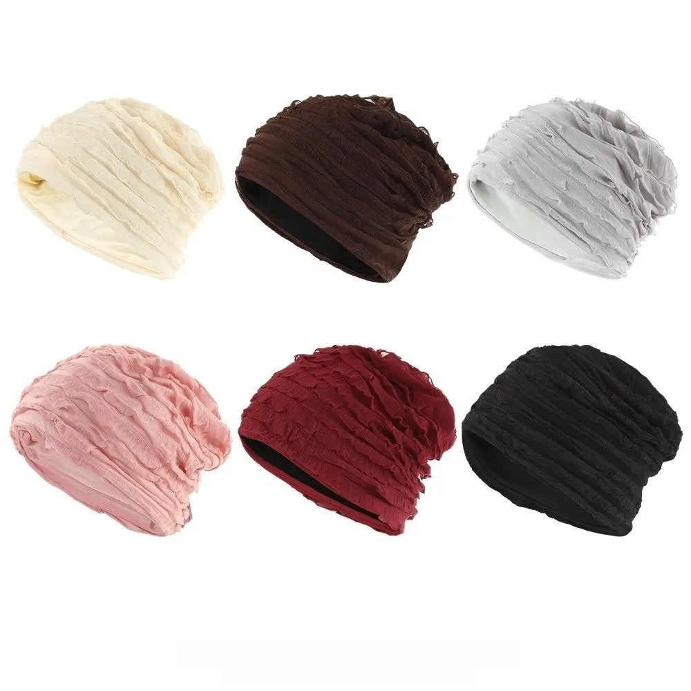 Lightweight Slouchy Beanie Hat Lace Mesh Overhead Thin Bonnet Cap Air Conditioner Protection Soft Bald Head Cover Cap