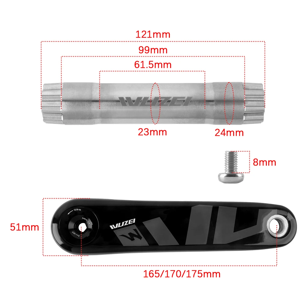 WUZEI 3/8 Bolt Direct Mount Carbon Fiber Mountain Bike Crank 8/9/10/11/12S Axle 24MM for SRAM XX1 X01 X1 GX Ultralight Crank