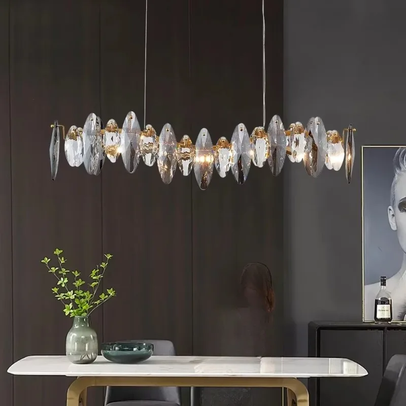 Modern transparent crystal chandelier Luxury LED lights simple living room bedroom dining chandelier Creative indoor lighting