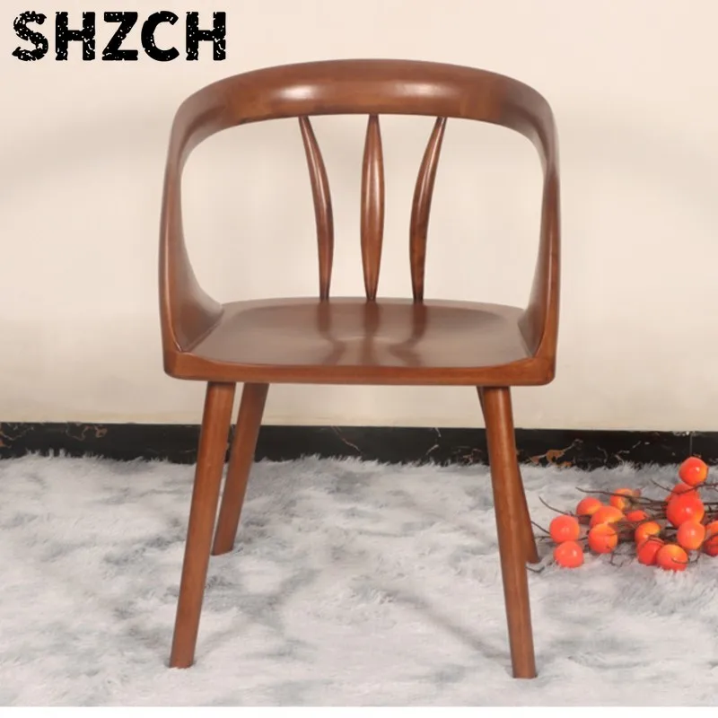 Joylive Vintage Solid Wood Tea  Coffee  Armrest Backrest Circular  Designer Cabin  for Tea Table