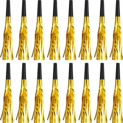 6Pcs Blowout Whistle Noise Maker with Glitter Metallic Fringed Party Favors for Kids Birthday Wedding Christmas Atmosphere Gifts