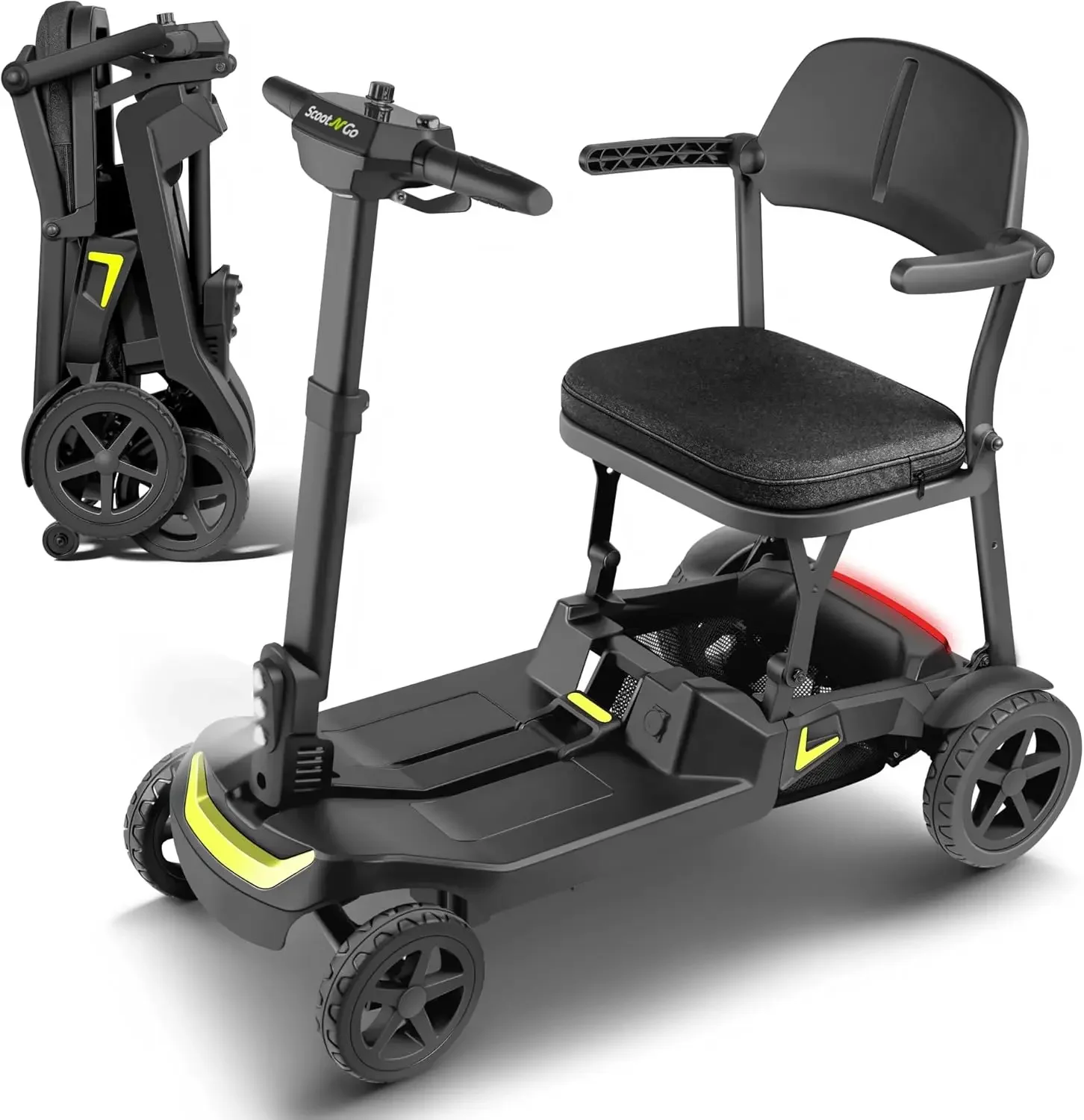 

Mobility Scooter for Adults with Dual Removable Batteries, Airline Approved, Long Range (Black Yellow, Dual Batteries)