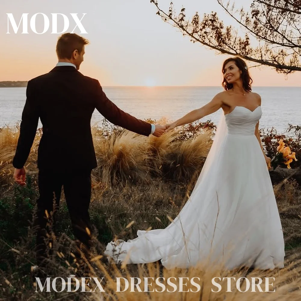 

MODX Элегантное свадебное платье трапециевидной формы в форме сердца без рукавов, индивидуальные платья невесты, халат De Mariée со шлейфом, корсет больших размеров 2025