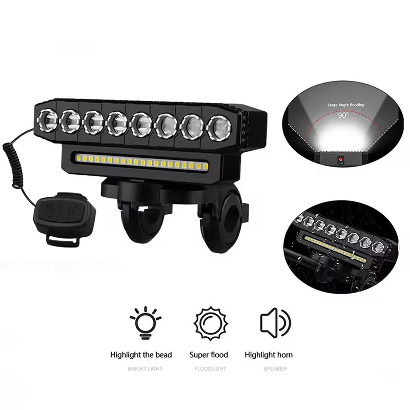 5 LED Bike Front Light Cycling Bike Headlight with 120dB Horn 6 Lighting Modes MTB Road Bicycle Bell Front Light Easy to Install