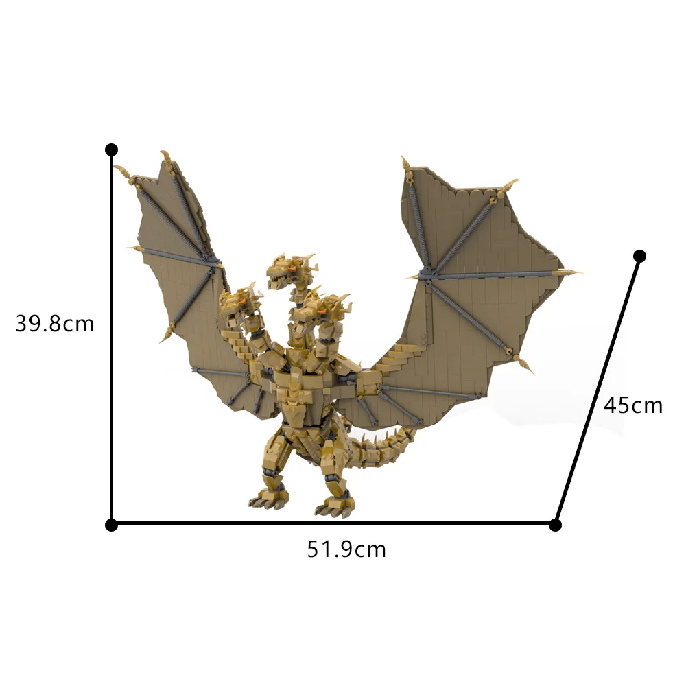 Gobricks MOC King Ghidorah Monster Zero Bricks Model Ghidorah Ghidrah 3 Headed Monster Dragon Building Blocks Toys Birthday Gift