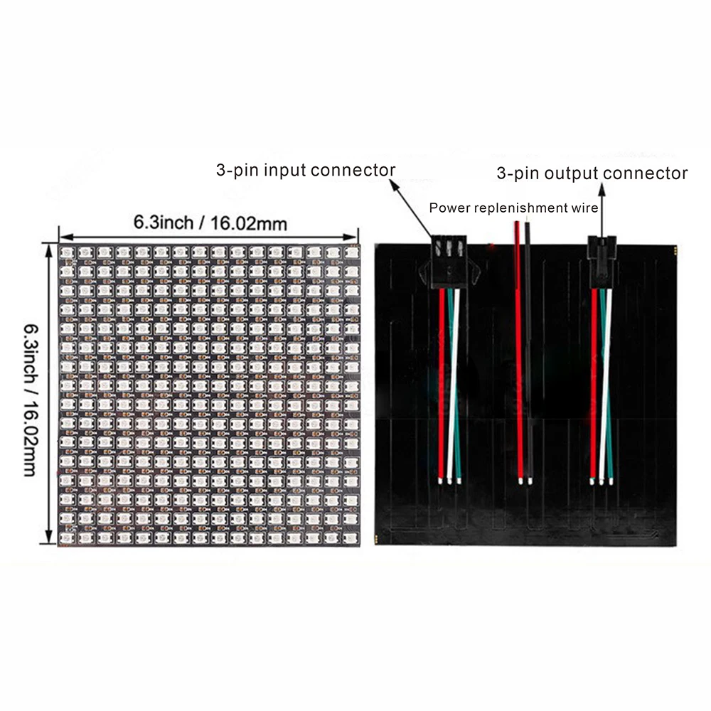 

Светодиодный пиксельный экран 16x16 RGB, 5 В постоянного тока со светодиодами WS2812. Поддерживает индивидуальную адресу и может достигать различные светильники своими руками.