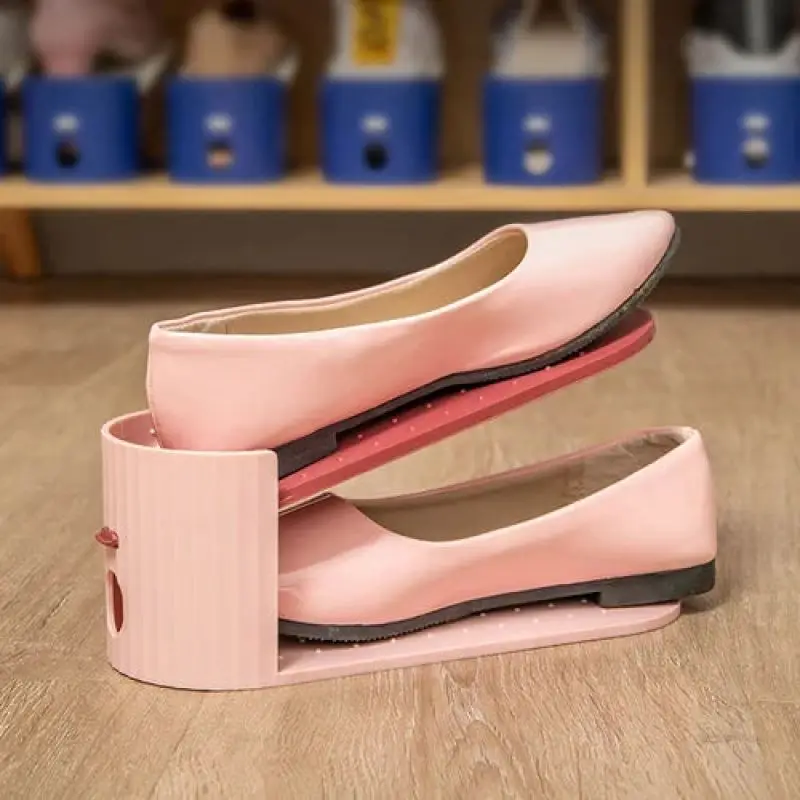 조정 가능한 신발 선반, 이중 레이어 정리함, 신발 보관 랙 스탠드, 선반 지원 슬롯, 옷장 공간 절약, 가정용 5 개