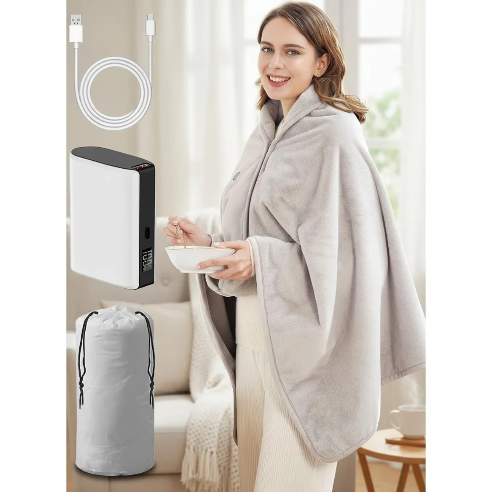 

Cordless USB Heated Blanket with 3 Heat Levels, Portable Electric Throw for Neck & Shoulder Warmth