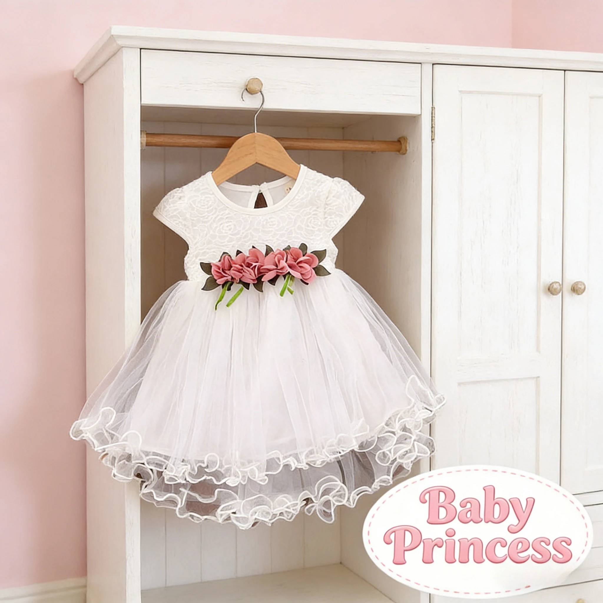 

Summer New Girls Waist Flower Princess Dress Baby Skirt Toddler Cute Casual Daily Wear Party Outfit Kids Fashion Clothing