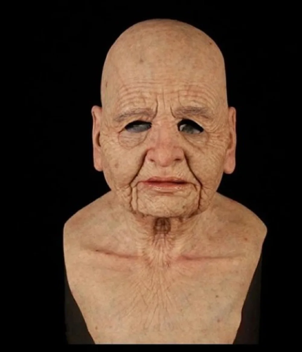 Elderly Woman Man Mask Wrinkle Full for Head Mask Grandpa/Grandma Face Mask Devil Novelty Supplies Halloween Party Cosplay Props image 3
