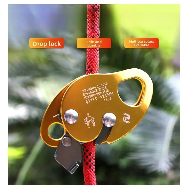 Outdoor rope grabber High-altitude rope arrester Anti-fall protection Rock climbing fall stop equipment 9-13mm