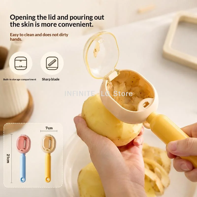 1PCS Kitchen Special Fruit Peeler With Box Storage, Upgrade Vegetable Peeler With Catcher Peeler With Storage BucketINFINITE -L