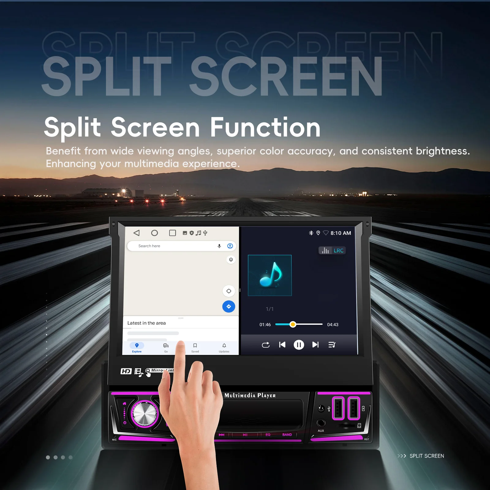 Podofo 2+64G Intelligentes Autosystem 1 Din Kabelloses Carplay Android Auto 7'' Auto-Multimediaplayer mit WLAN GPS Rückfahrkamera-Unterstützung – Detail 15