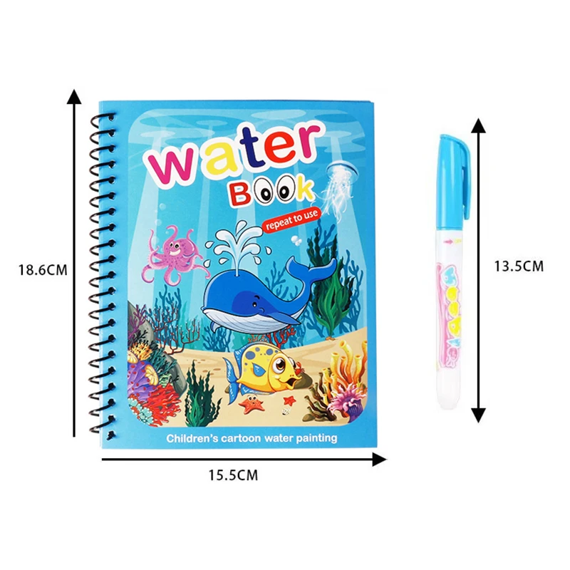 เด็กใหม่ Magic Water Drawing หนังสือสมุดระบายสีภาพวาดของเล่นสําหรับเด็กวันเกิดคริสต์มาสปีใหม่ของขวัญเด็กชายและเด็กหญิง