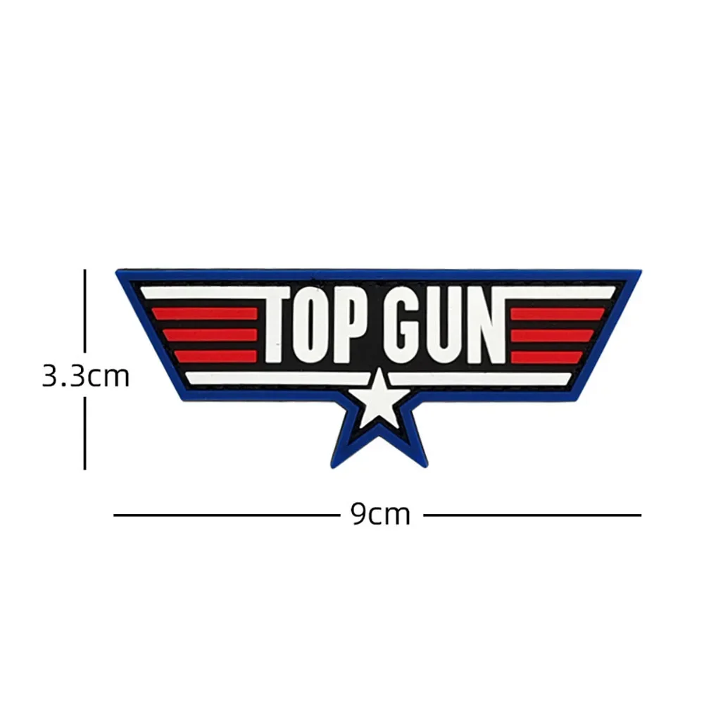 Top Gun Pilot Badge Tactical Morale Badge American Flag PVC Hook and Loop Patches Backpack Decorative Sticker