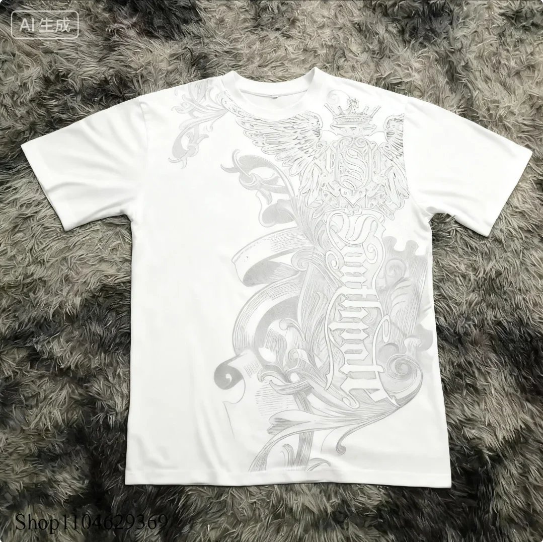 Summer Classic Y2K Gothic Style T-shirt Print Oversized T Shirt High Street Shirts Round Neck Cotton Tops Mens Women T Shirt Tee