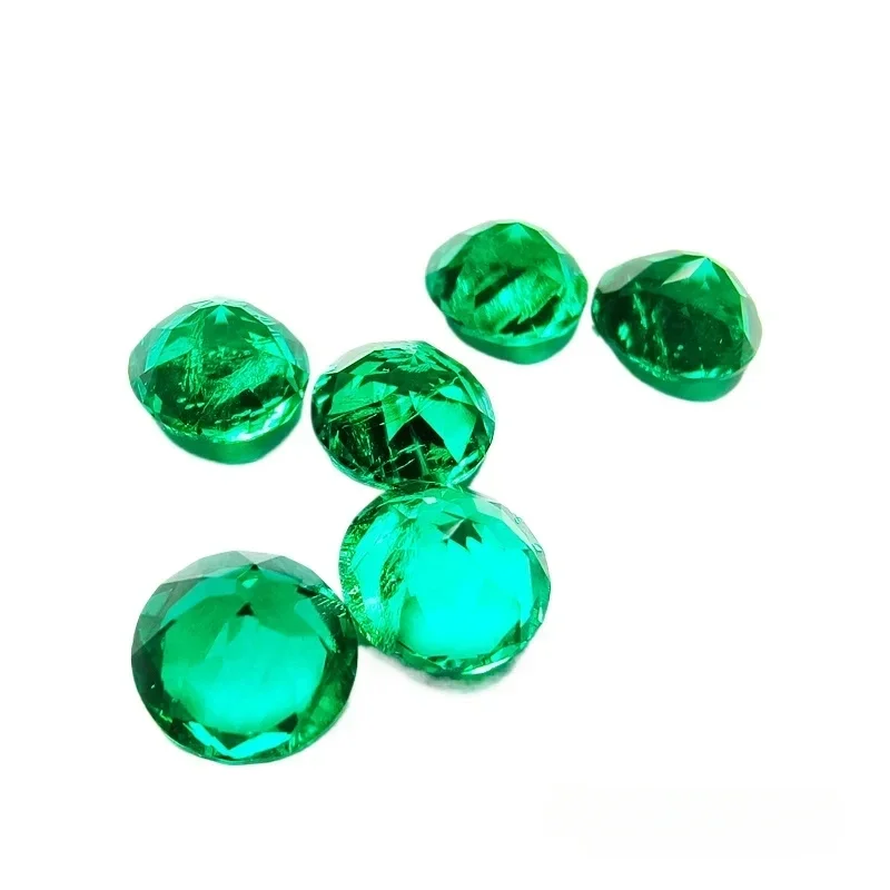 Lab Grown Round Shape 3.2-4.0mm Columbian Emerald Charm Gemstone DIY Ring Necklace Earrings Main Materials Available Certificate