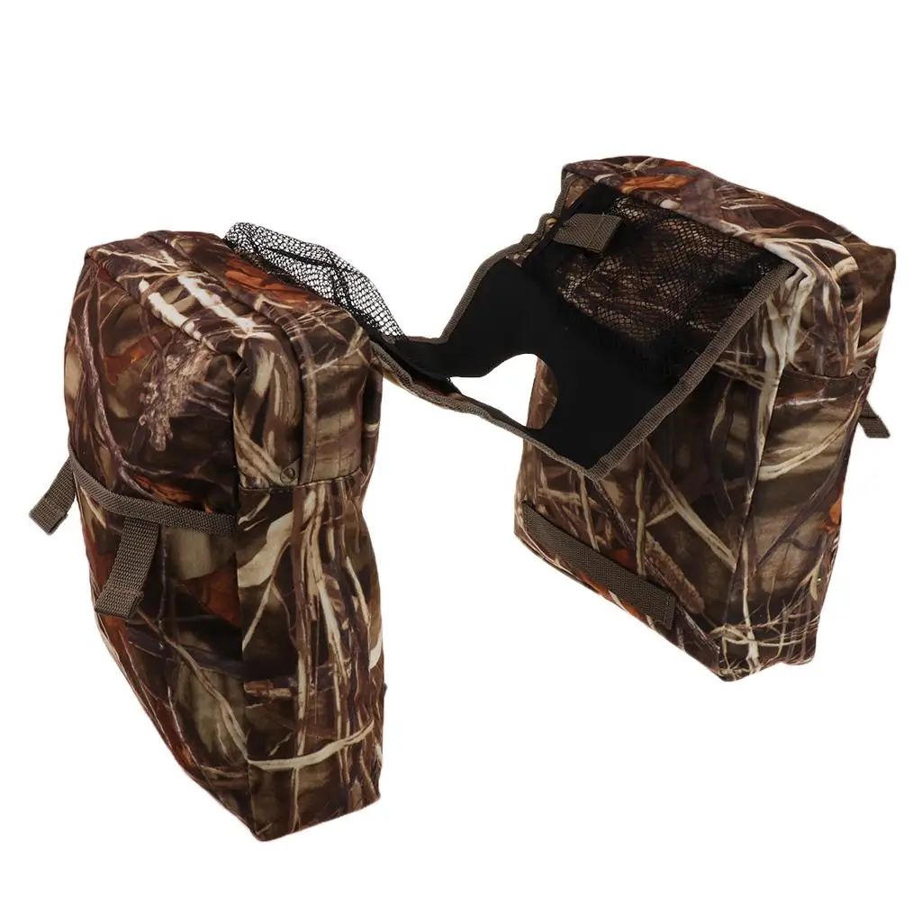 Universal Waterproof ATV Tank Saddle Bags 600D Polyester Storage Organizer with Beverage Mesh for Offroad