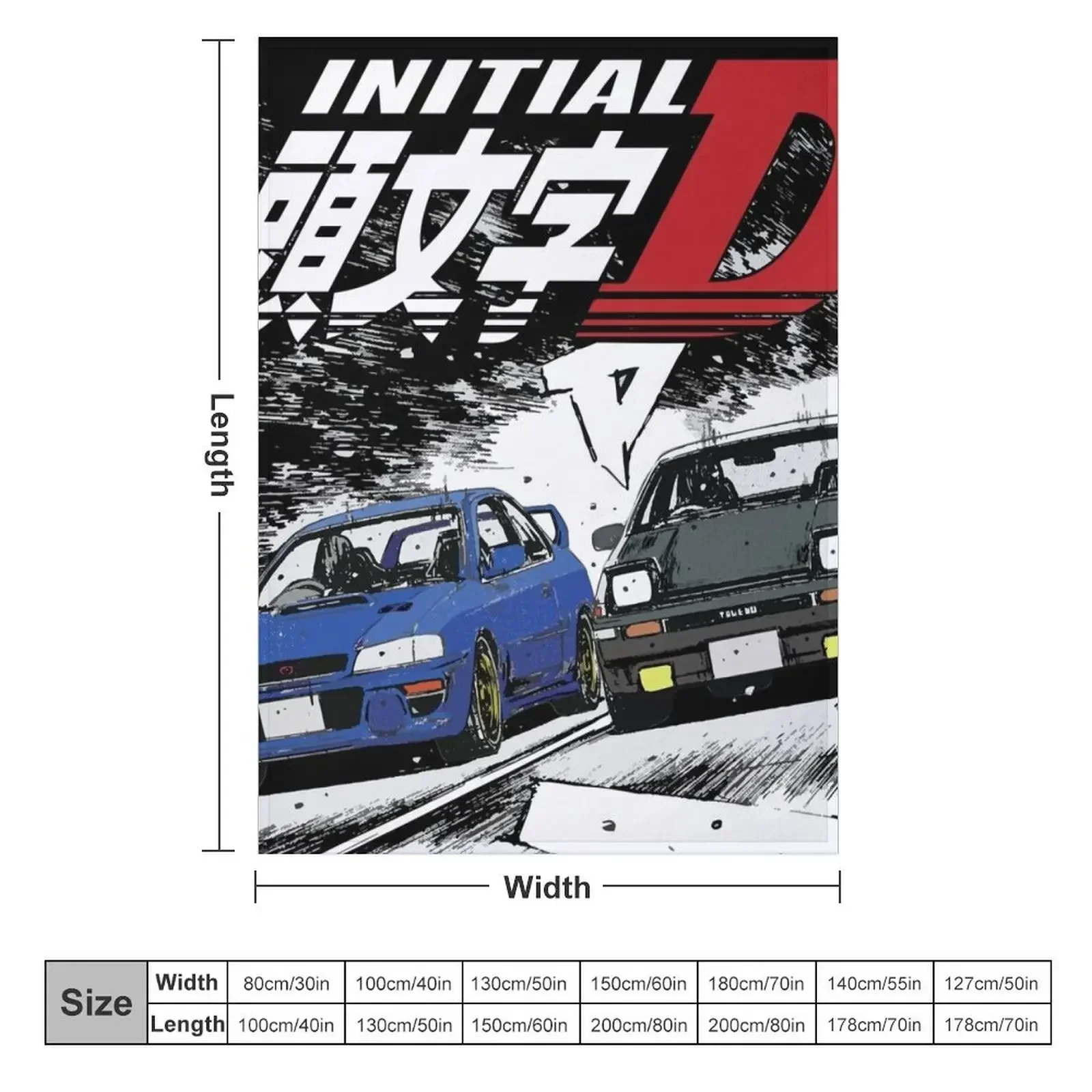 Initial D - Mountain Drift Racing Tandem Takumi Fujiwara AE86 vs Bunta Fujiwara GC8 Chase Throw Blanket Plaid Flannels Blankets