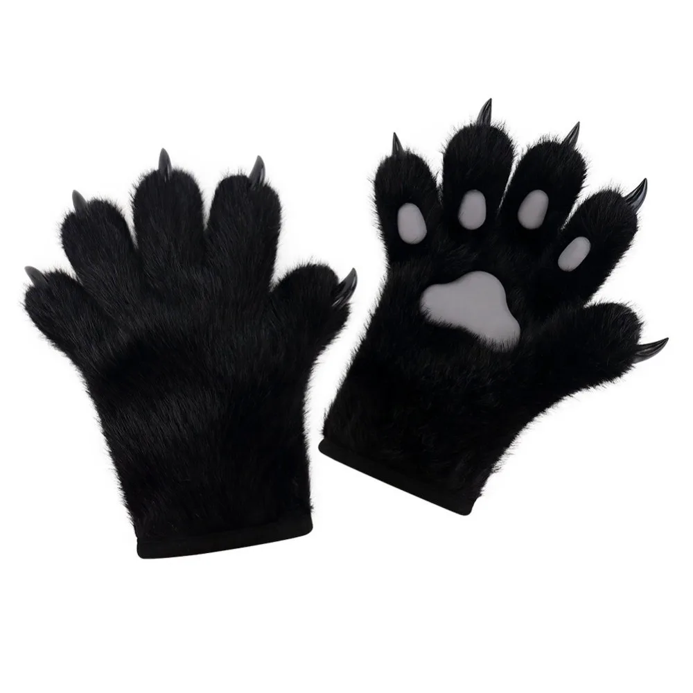 

Kawaii Cartoon Cosplay Costume Gloves Furry Thicken Cat Paw Gloves Warm Cosplay Props Puppy Claw Mittens Club