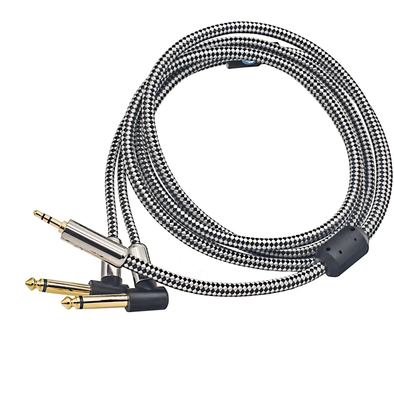 Kabel audio 90 stopni kąt 3,5 mm Mini Jack do podwójnego gniazda 6,35 1/4 cala TS Jack do komputera Smartphone do konsoli miksera AMP 1M 2M 3M 5M