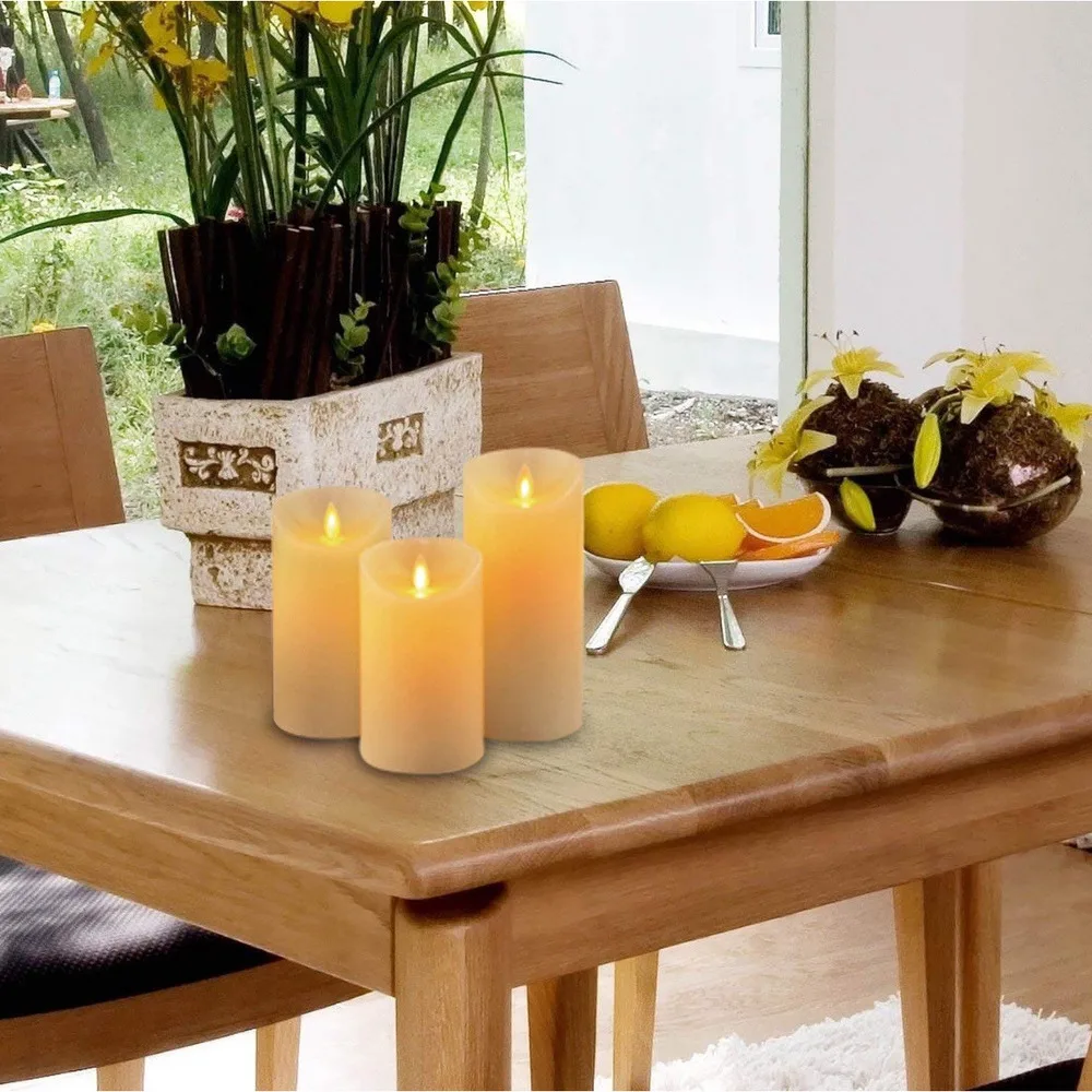 10Key Remote Control LED Electronic Flameless Candles Set with Timer Realistic Pine Birch Tree for Christmas Decor