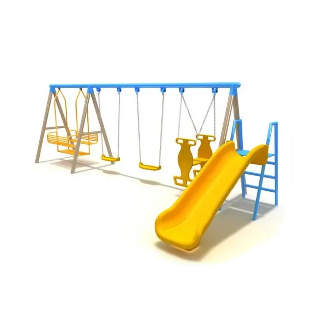 Multifunction outdoor combination swing and slide playground for kids