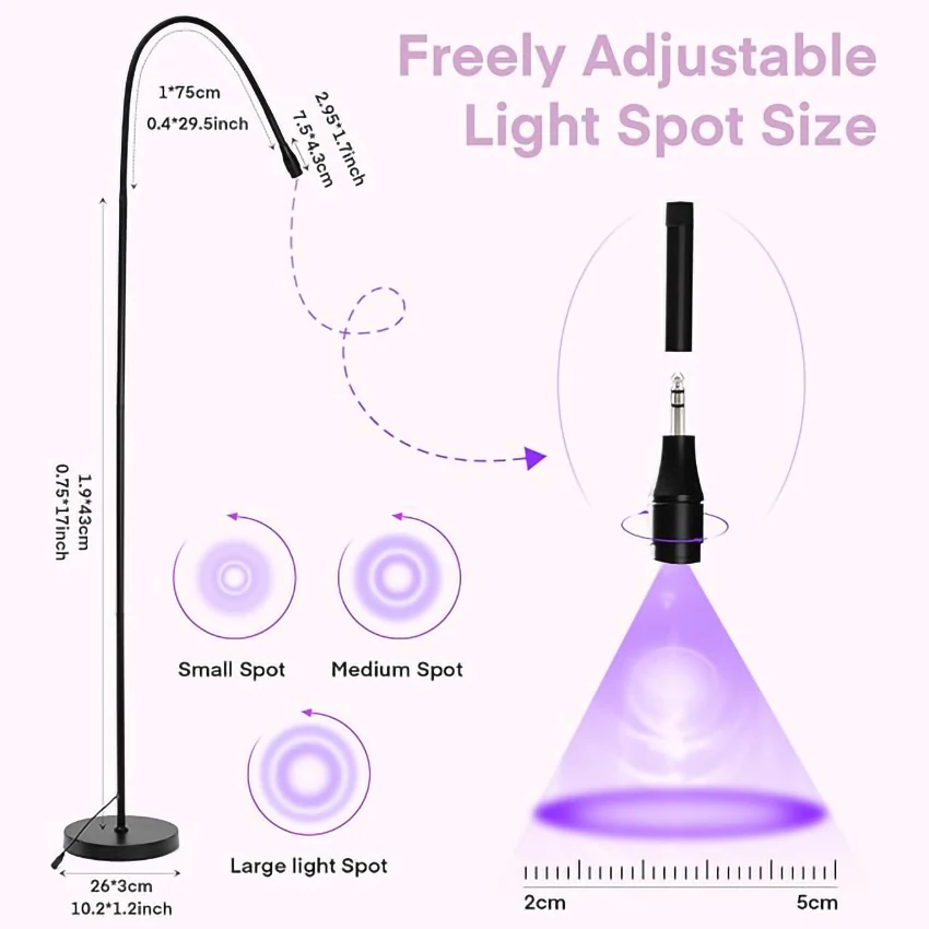 5W high power UV treatment lamp LED UV eyelash glue curing lamp dimmable eyelash beauty false eyelash grafting floor switch lamp