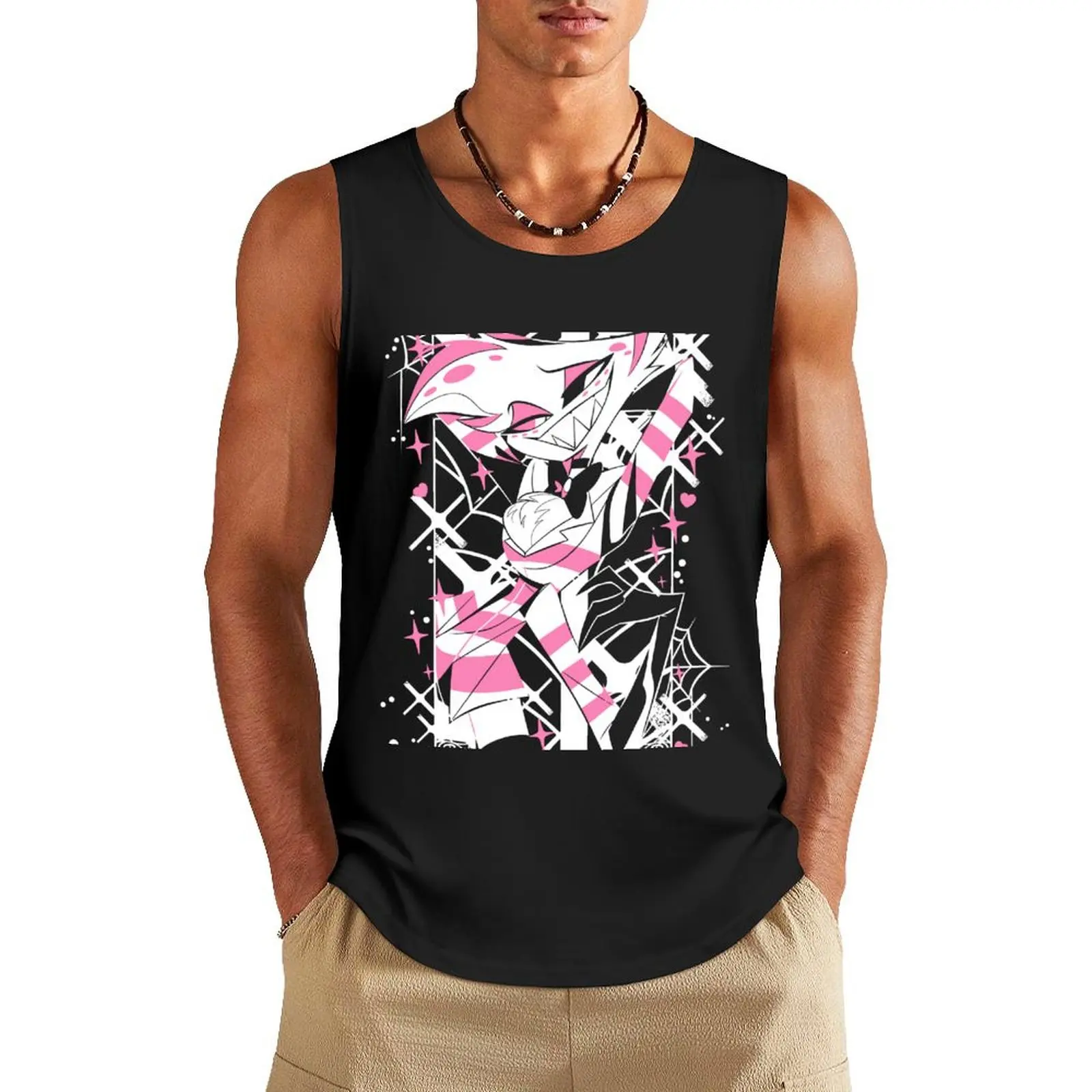 

angel dust hotel hazbin Tank Top sleeveless Men's tops plain t-shirt