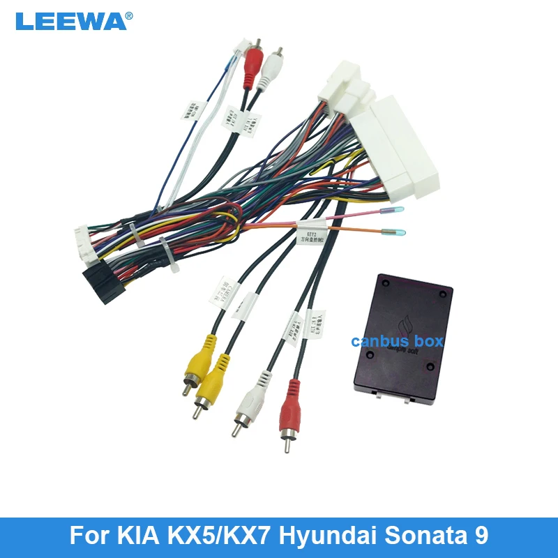 

LEEWA Car Audio 16pin Wiring Harness With Canbus Box For KIA KX5/KX7 Hyundai Sonata 9 Stereo Installation Wire Adapter