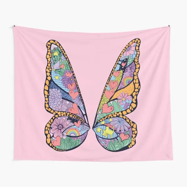 Main Butterfly In Pink Size Xs Butterfl  Tapestry Mat Beautiful Bedspread Room Towel Yoga Blanket Bedroom Decoration Wall Living