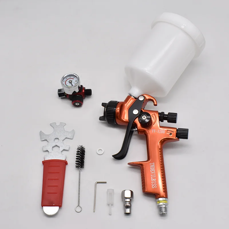 

High Quality TV-1200 HVLP Spray Gun 1.3MM Nozzle Airbrush Car Paint 600cc with Pressure Gauge Spray Paint Gun for Car Painting