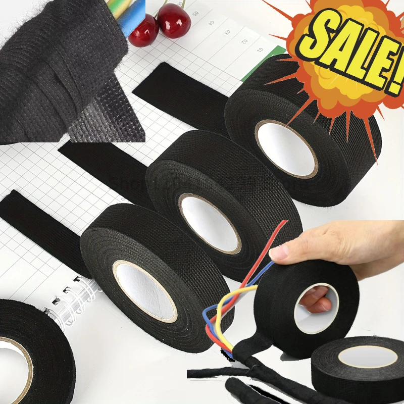 Electrical Insulating Tape Heat Resistant Harness Tape 9/15/50MM Car Cable Harness Wiring Loom Protection Waterproof Tape