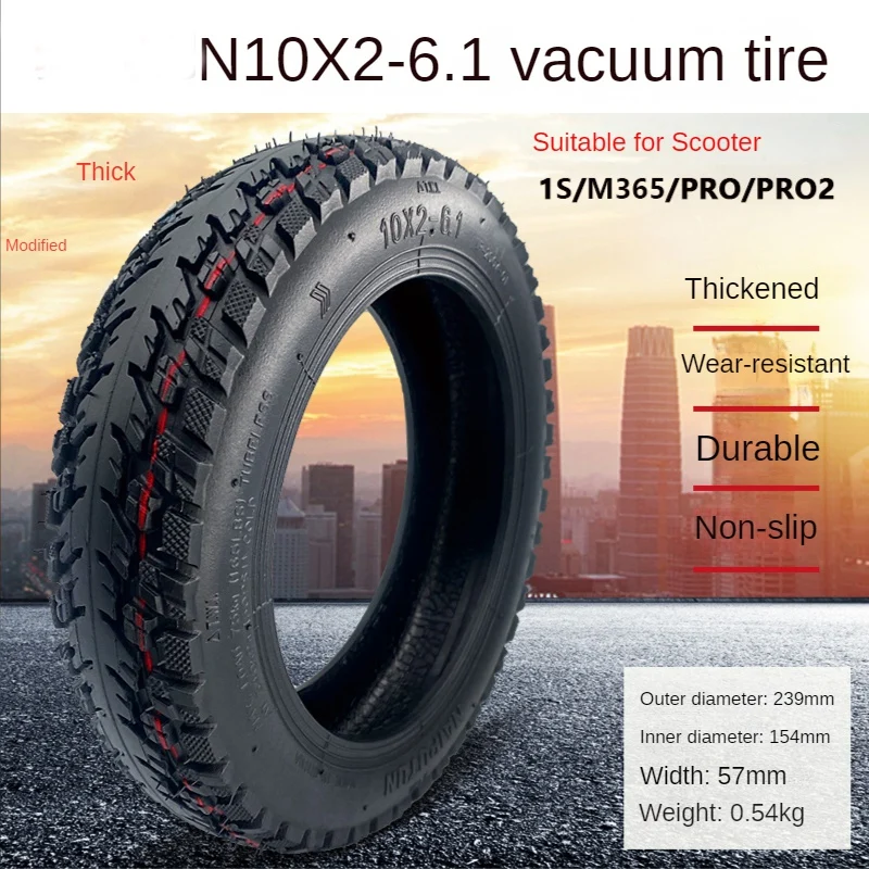 1 Piece For Xiaomi Scooter M365/1S/Pro/Pro2 Modified Tire 10X2-6.1 Vacuum Tire Tire Pneumatic Tire Replacement Parts Accessories