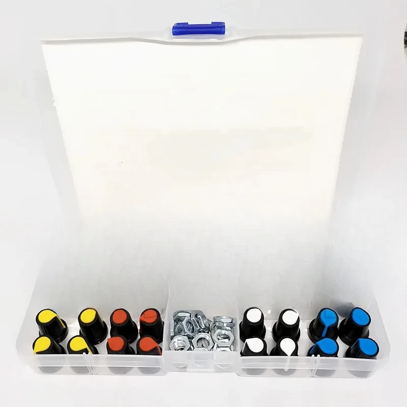 20sets /Box WH148 15MM Single Potentiometer Kit  B5K/10K/20K/50K/100K With Knobs Set Shaft Nuts