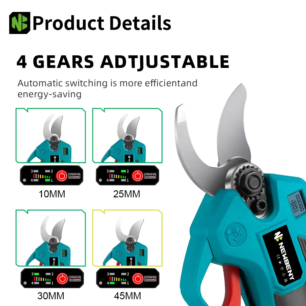 NEWBENY 4 التروس 30 مللي متر اللاسلكي فرش تشذيب المقصات مقص كهربائي فروع شجرة الفاكهة أداة القطع ل ماكيتا بطارية دبوس #2