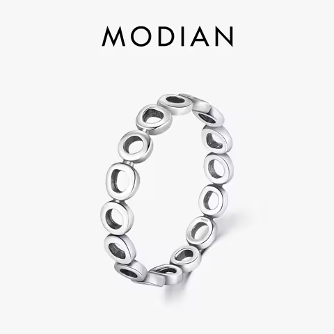 MODIAN 925 Sterling Silver Irregular Hollow Round Finger Ring Vintage Stackable Fine Jewelry For Women Party Gifts