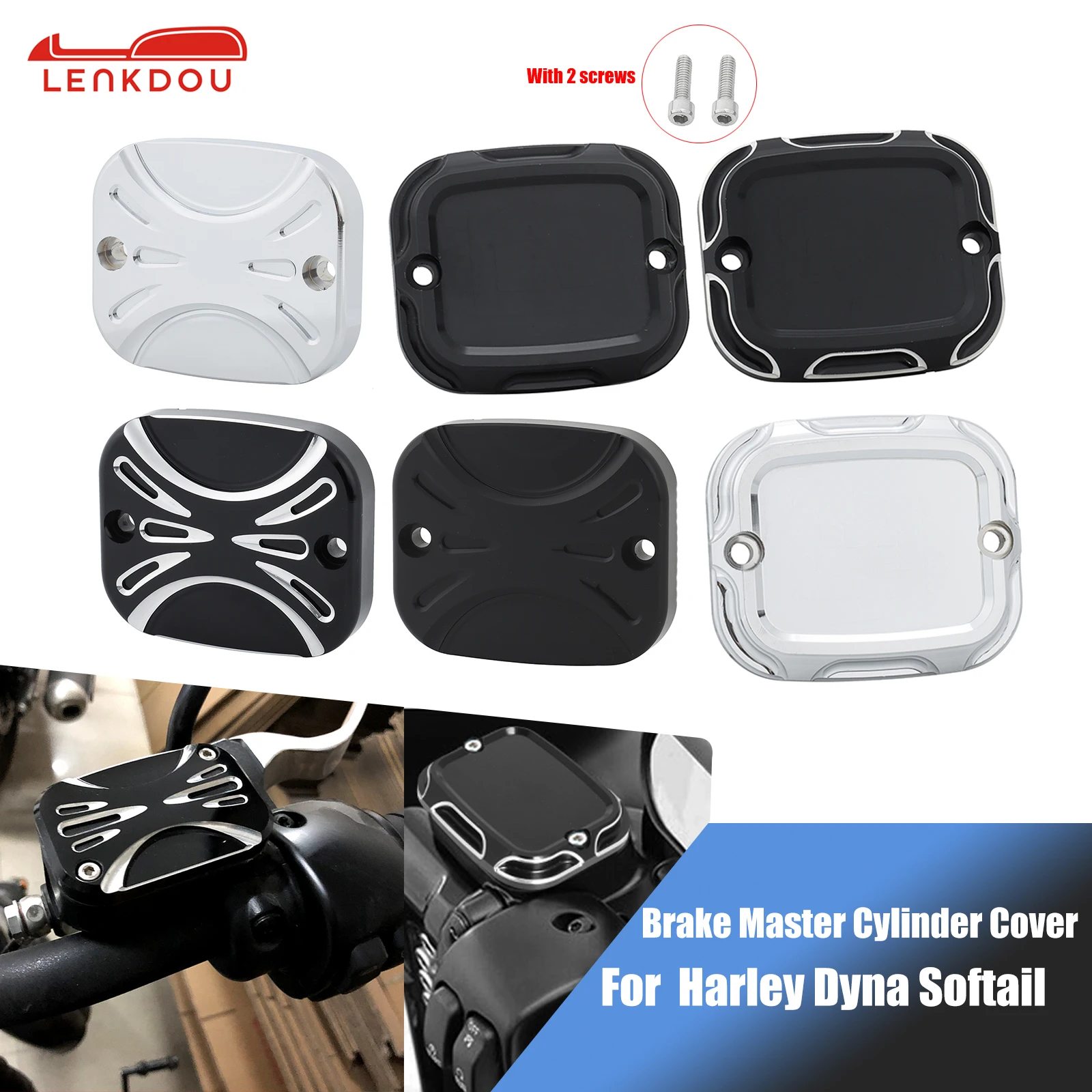 

Front Brake Fluid Reservoir Cover For Harley Touring Electra Glide Dyna Fat Bob Softail Sportster XL Motorcycle CNC Cylinder Cap