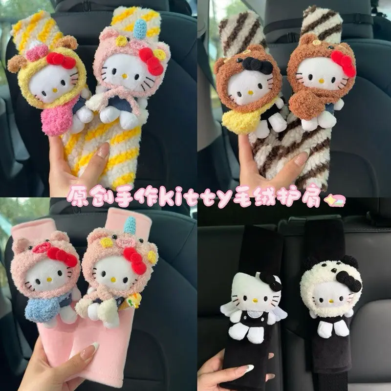 

Sanrio Hello Kitty Car Seat Belt Shoulder Cover Decompression Comfort Car Accessories Safety Belt Protective Cover