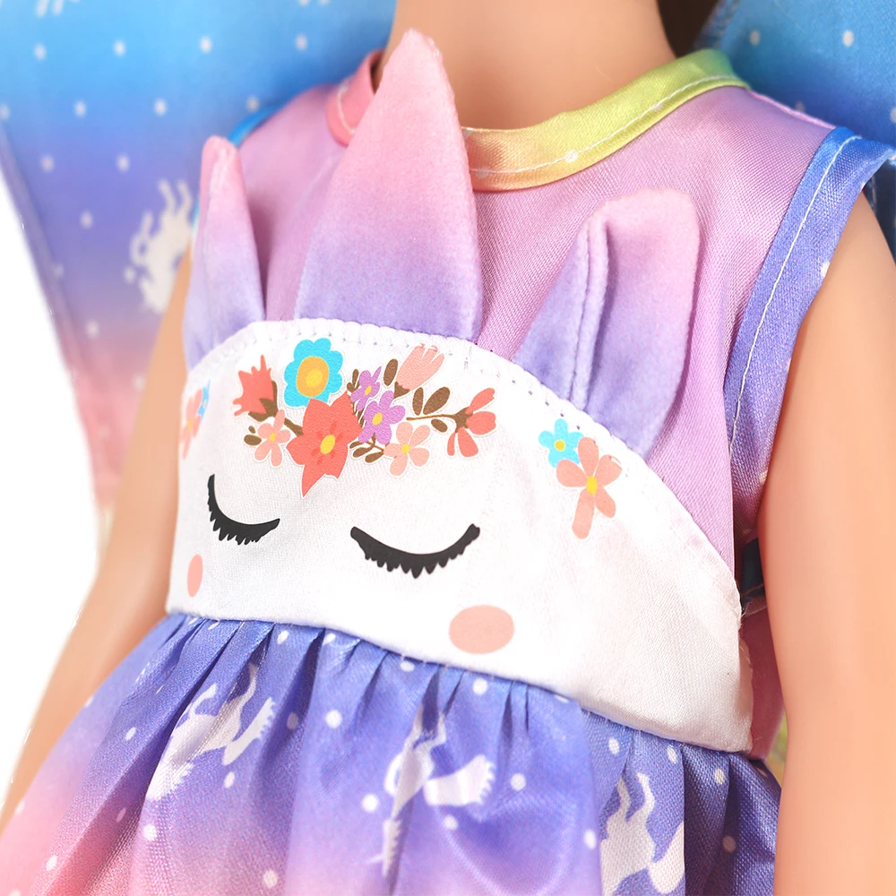 Doll Unicorn Cartoon Clothes for 17-18 Inch Doll 43cm Baby New Born Clothes 18 Inch Doll accessories Holiday And Birthday Gift