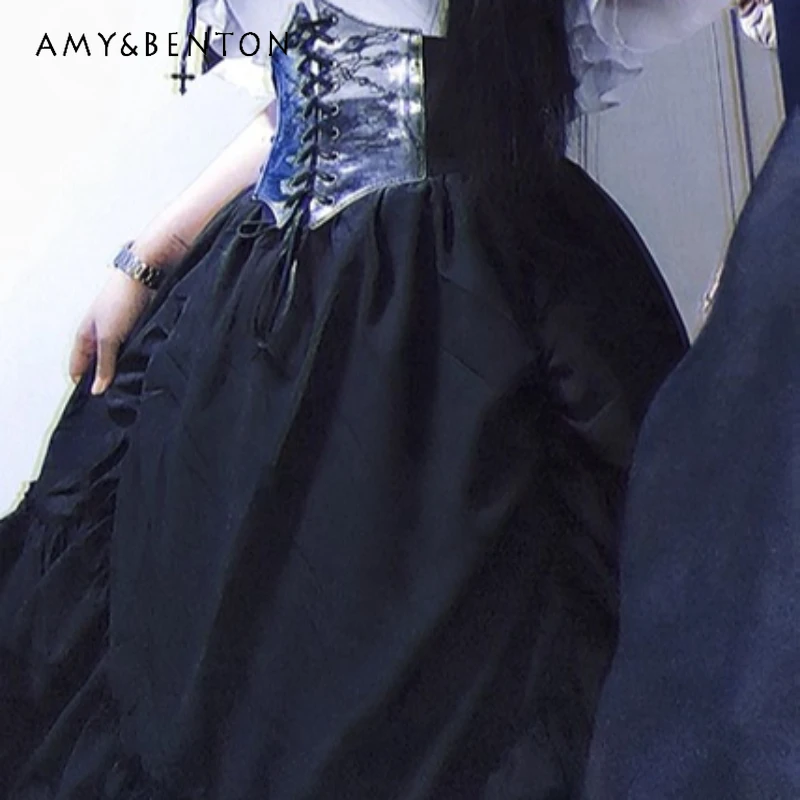 

Punk Dark Design Lolita Style Personality Subculture Dark Women's Skirt Japanese Palace Gothic Medieval Lace Half Skirts Ladies