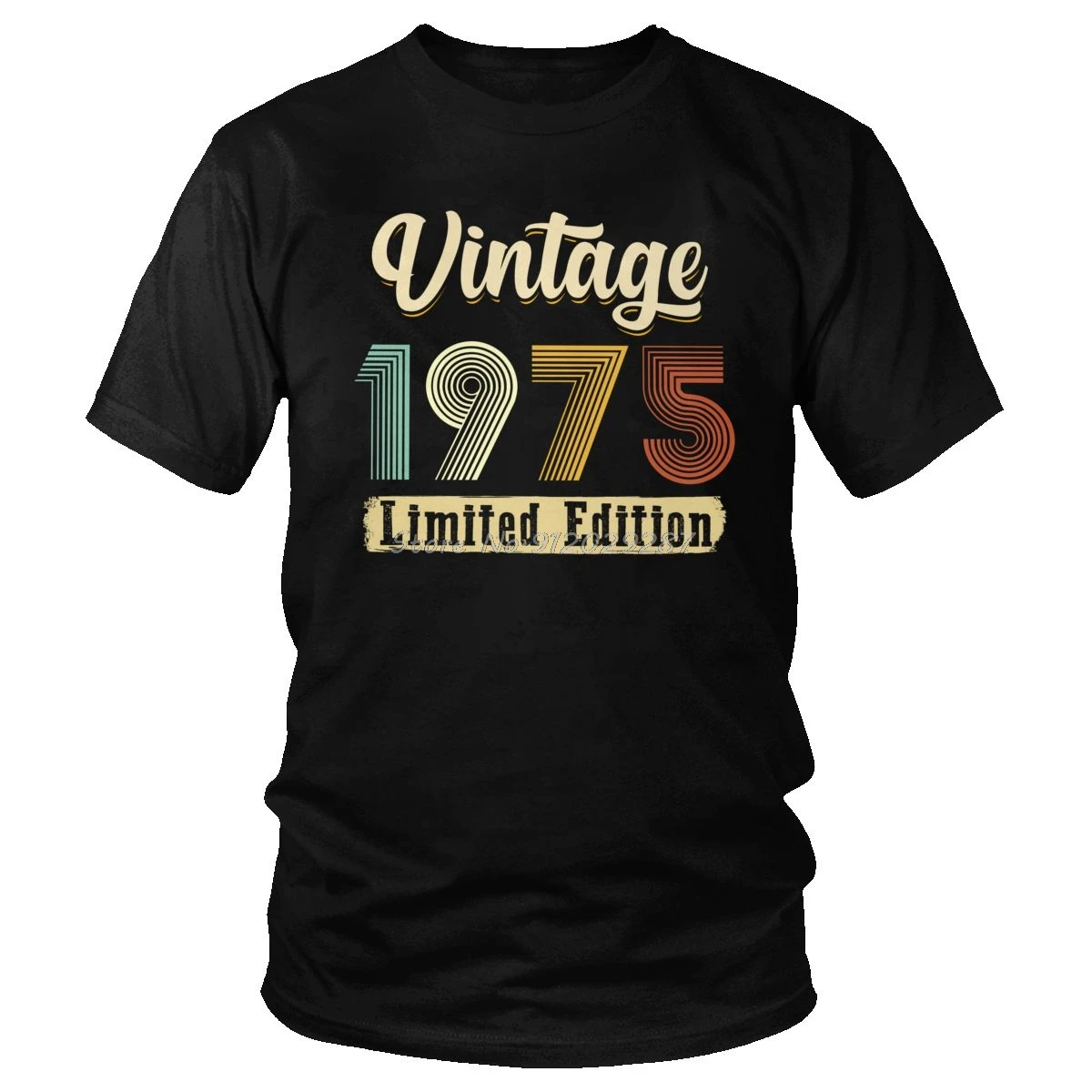 

Classic Vintage 1975 Print T-Shirt, Men's Soft Cotton Slim Fit Short Sleeve Tee, Birthday Gift Casual Tops