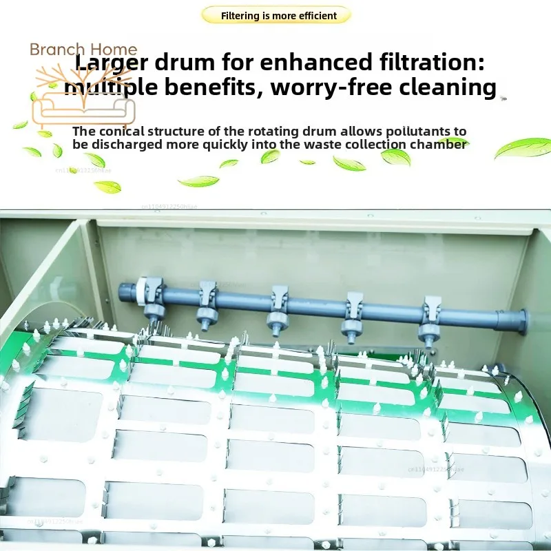 Fish pond filter rotary drum microfiltration machine aquaculture water circulation purification system automatic backwash