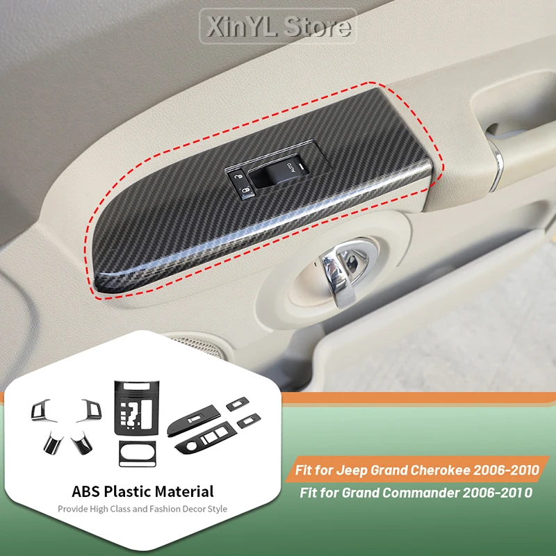 Gear Shift Steering Wheel Decoration Window Lift Panel Cover Sticker For Jeep Grand Cherokee for Jeep Grand Commander 2006-2010