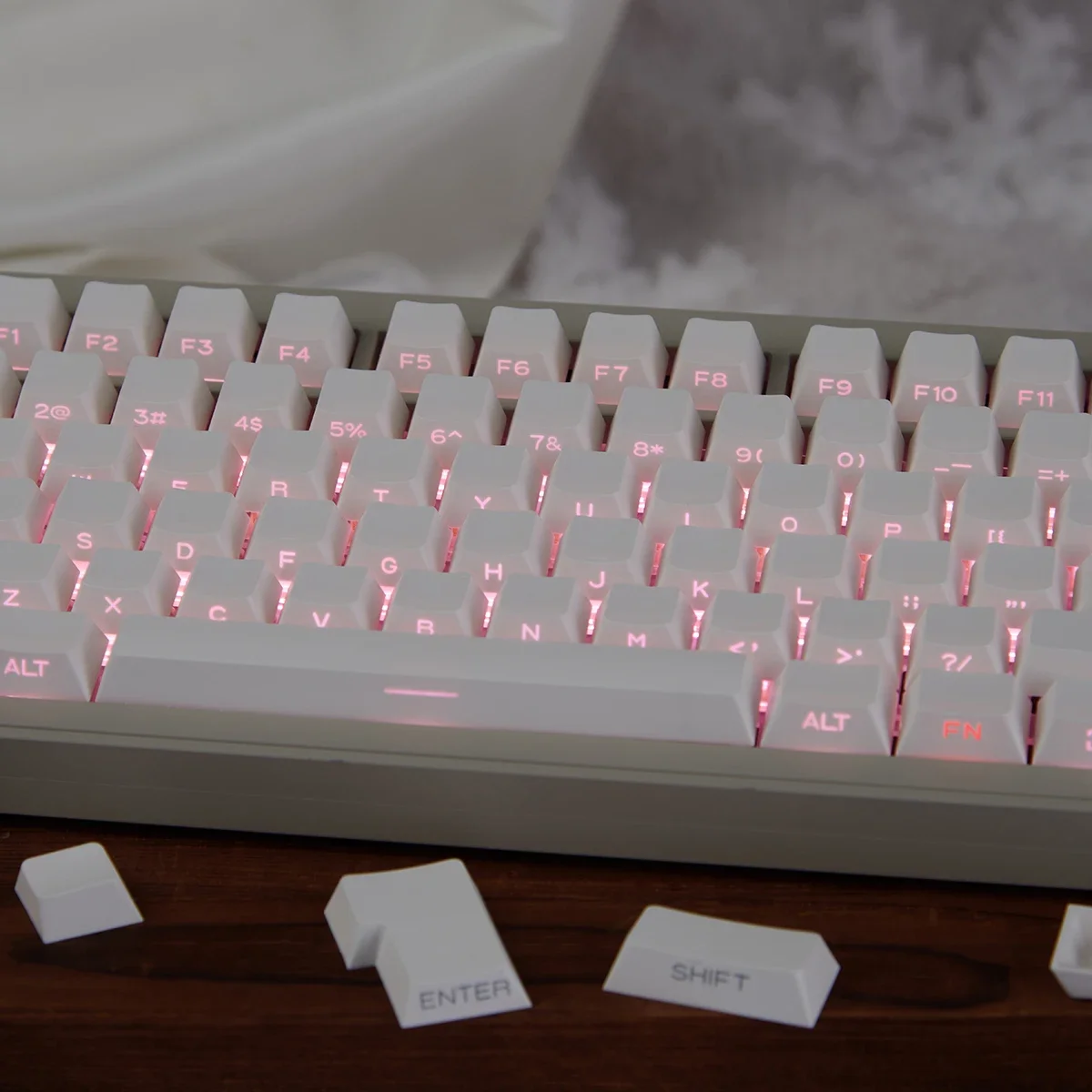 White side light-transmitting keycap PBT two-color molding Original factory adaptation Wooting and other wireless mechanical key